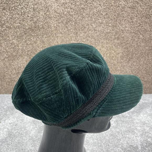 TOPSHOP FOREST GREEN CORDUROY BAKERS HAT BERET CAP PUFFY Y2K - Picture 4 of 7